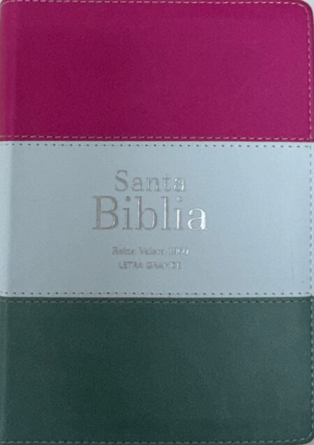 Biblia RVR 1960 Compacta Letra Grande 11 puntos Símil Piel Magenta Verde Glacial Verde Grisaceo con Cierre y Índice