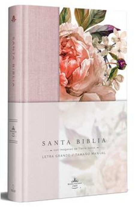 Biblia RVR 1960 Letra Grande Tamaño Manual Tapa Dura Rosada con Flores
