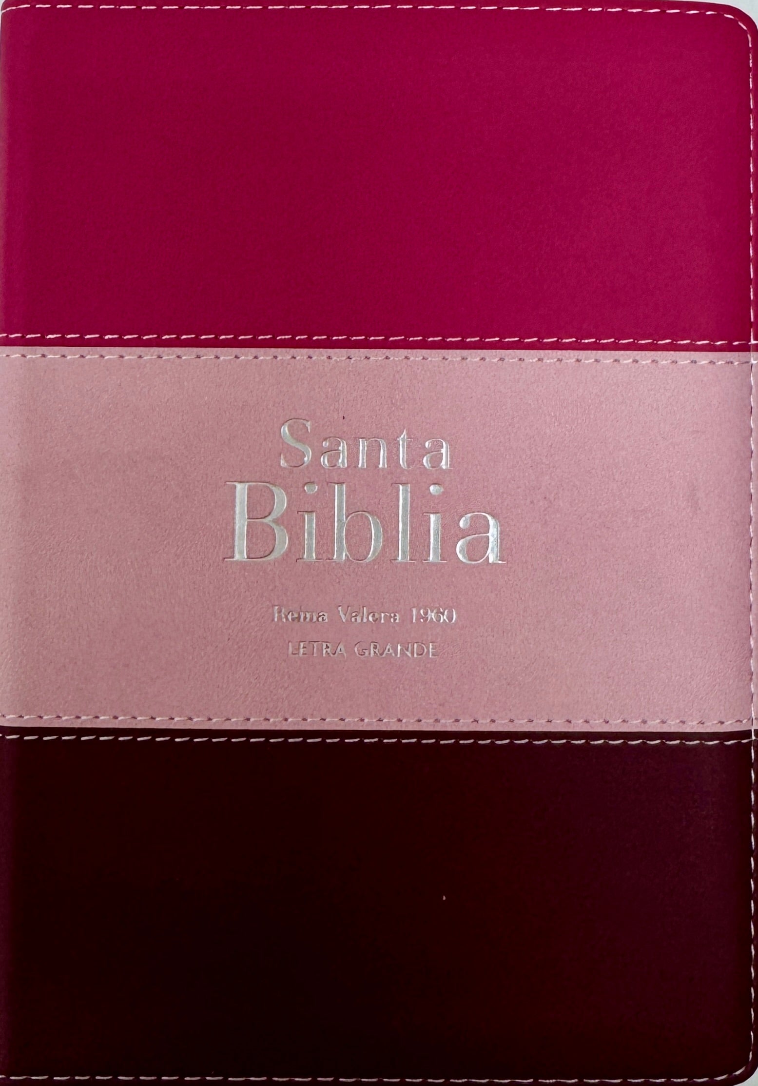 Biblia RVR 1960 Compacta Letra Grande 11 puntos Símil Piel Fucsia Rosado Rojo Granate con Cierre y Índice