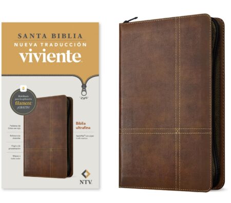 Biblia NTV Ultrafina con Filament Símil Piel Café Rústico Cierre