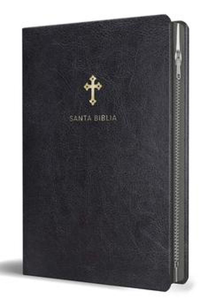 Biblia RVR 1960 Letra Grande Símil Piel Negra con Cierre