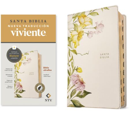 Biblia NTV Ultrafina con Filament Símil Piel Jardín Floral Índice