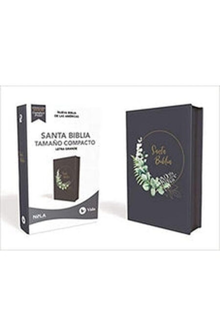 Biblia NBLA Ultrafina Tamaño Compacto Piel Azul Grisáceo con Cierre Palabras de Jesús en Rojo