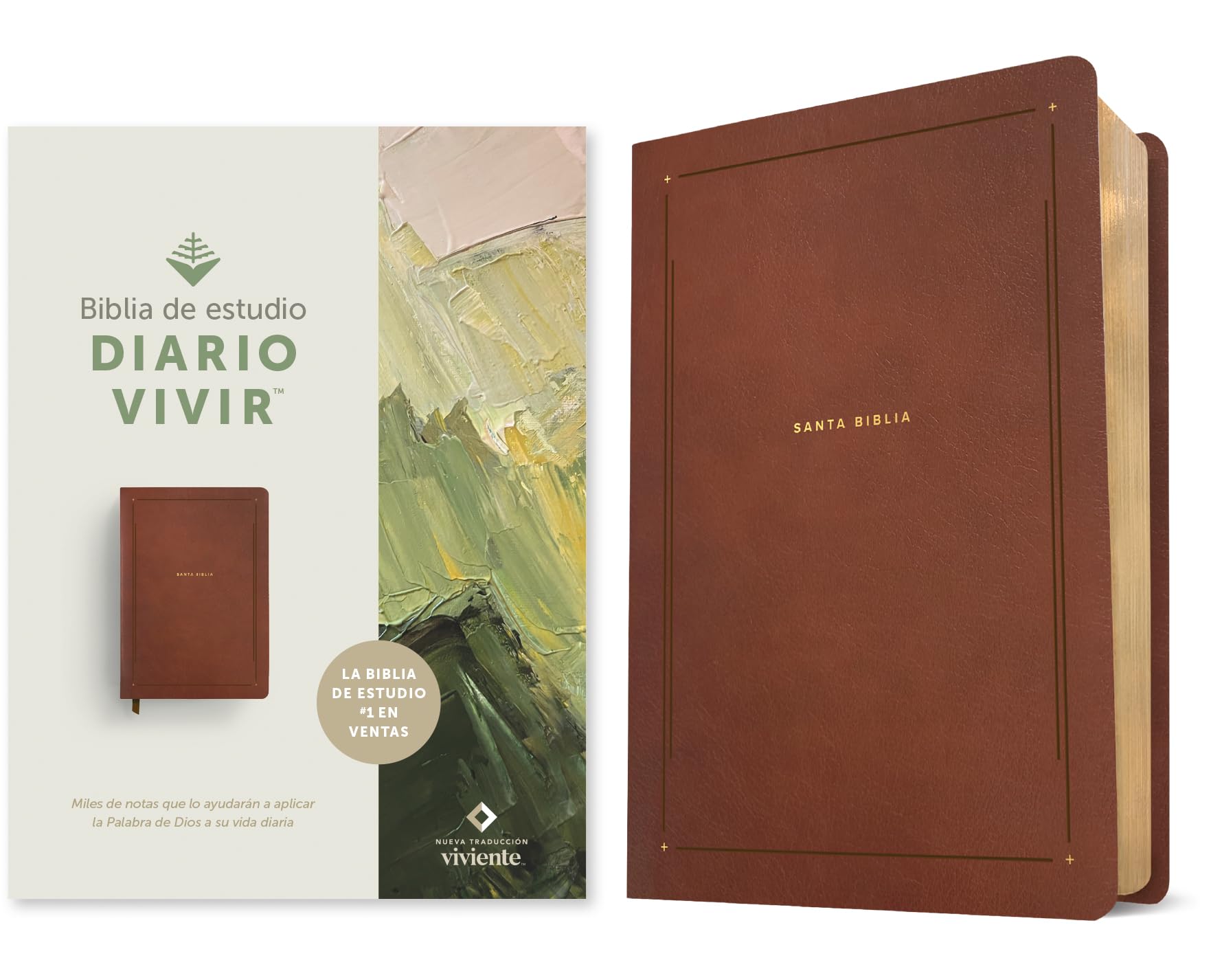 Biblia NTV de Estudio del Diario Vivir Símil Piel Café Letra Roja