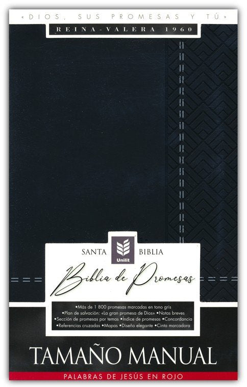 Biblia RVR 1960 de Promesas Tamaño Manual Edición Negro Imitación Piel