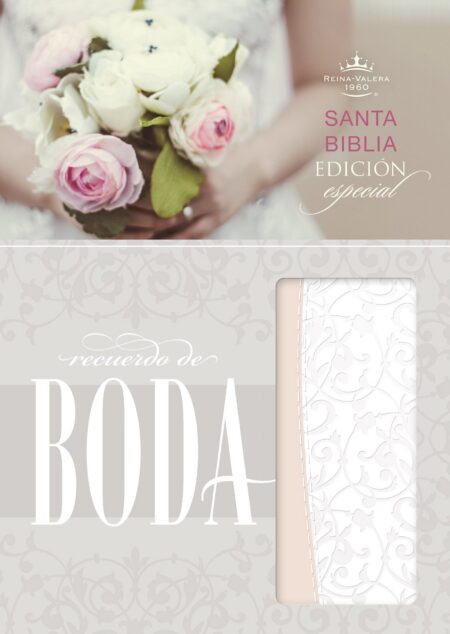 Biblia RVR 1960 de Boda Símil Piel Filgrana Blanca Rosado Palo