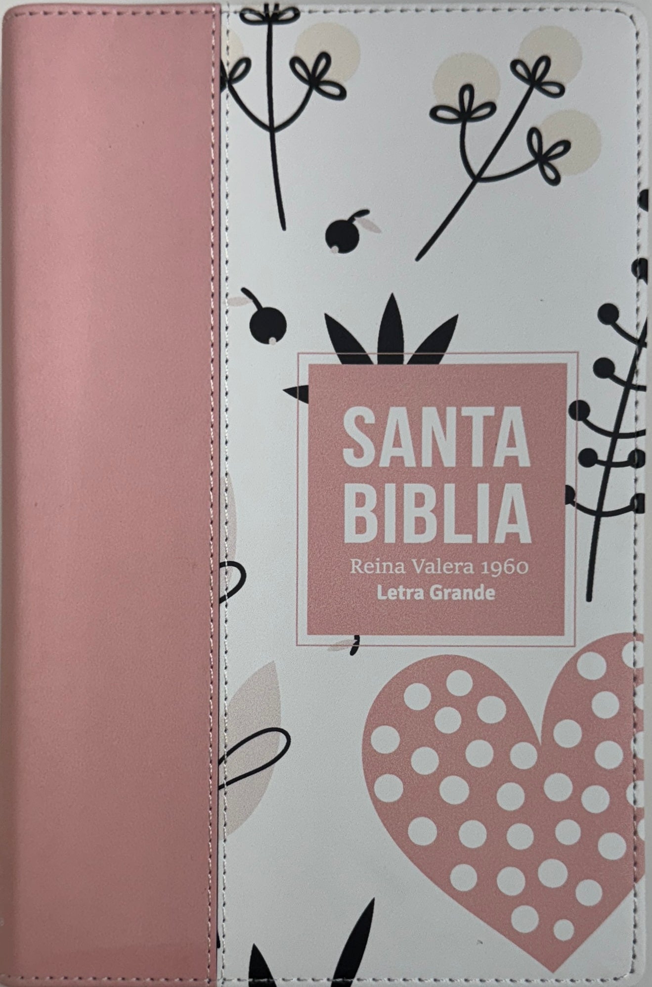 Biblia RVR 1960 Letra Grande Tamaño Manual Símil Piel Rosado
