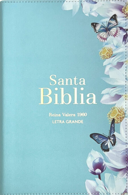 Biblia RVR 1960 Letra Grande Tamaño Manual Símil Piel Azul Claro