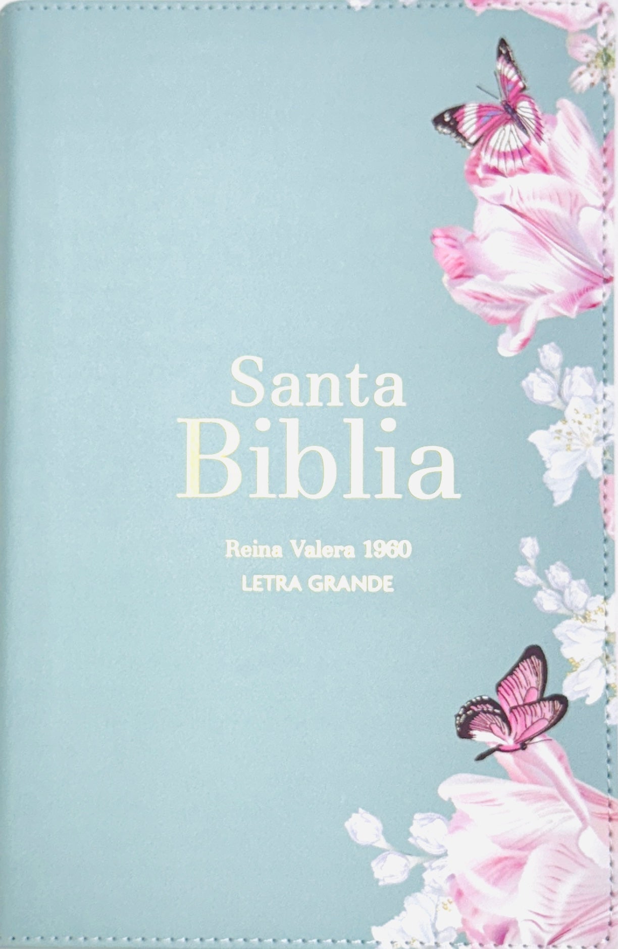Biblia RVR 1960 Letra Grande Tamaño Manual Símil Piel Salvia Claro