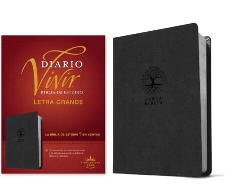 Biblia RVR 1960 de Estudio del Diario Vivir Letra Grande Símil Piel Carbón Letra Roja
