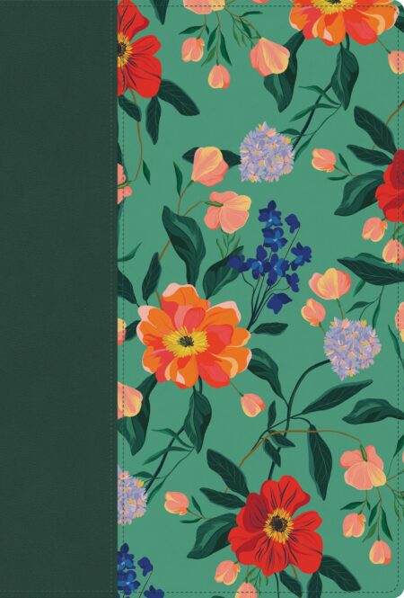 Biblia RVR 1960 Letra Grande Tamaño Manual Edición Especial Verde Floreado Símil Piel