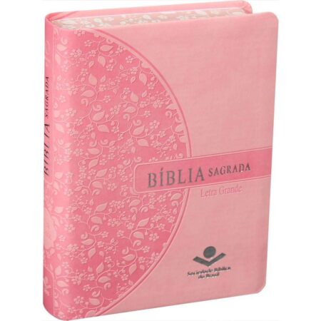 Biblia Em Portugués RA045LG Tapa Imitación Cuero Rosa Canto Florales