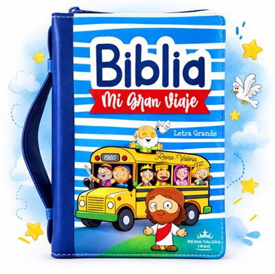 Biblia RVR6045cz/ Mi Gran Viaje Azul/ Rayas Con Manija