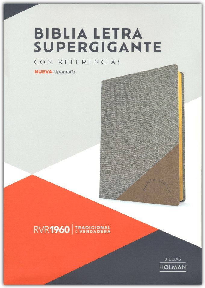 Biblia RVR 1960 Súper Gigante Gris Símil Piel