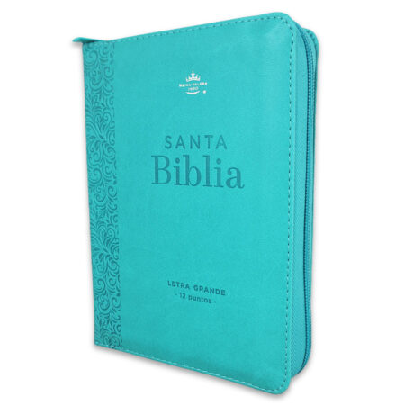 Biblia con Cierre Portátil Letra Grande 12 puntos RV1960, imit piel turquesa floral