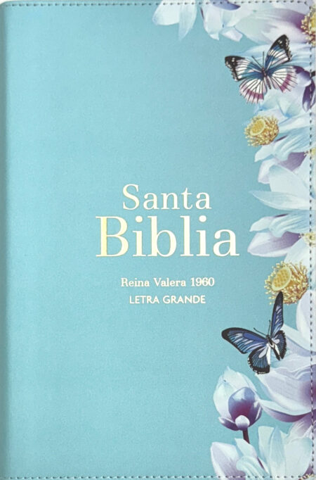 Biblia RVR 1960 Letra Grande Tamaño Manual Símil Piel Azul Claro