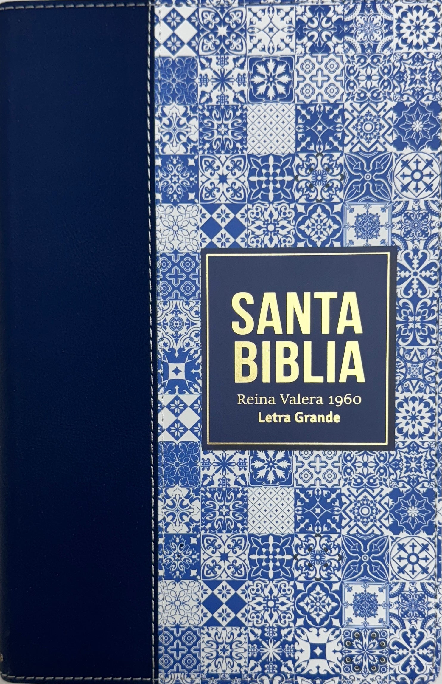 Biblia RVR 1960 Letra Grande Tamaño Manual Símil Piel Azul Oscuro