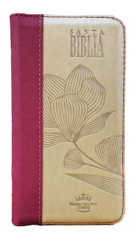 Biblia Reina Valera 1960 Letra pequeña Color Magenta Beige Con Ayudas Digitales